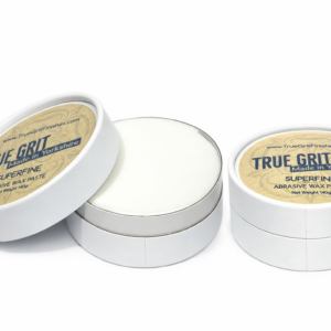 True Grit Superfine Abrasive Wax Paste in white container with label